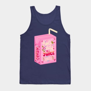 Juice box with hand lettering holiday juice. Cute festive winter holiday illustration. Bright colorful pink and blue greeting card. Tank Top